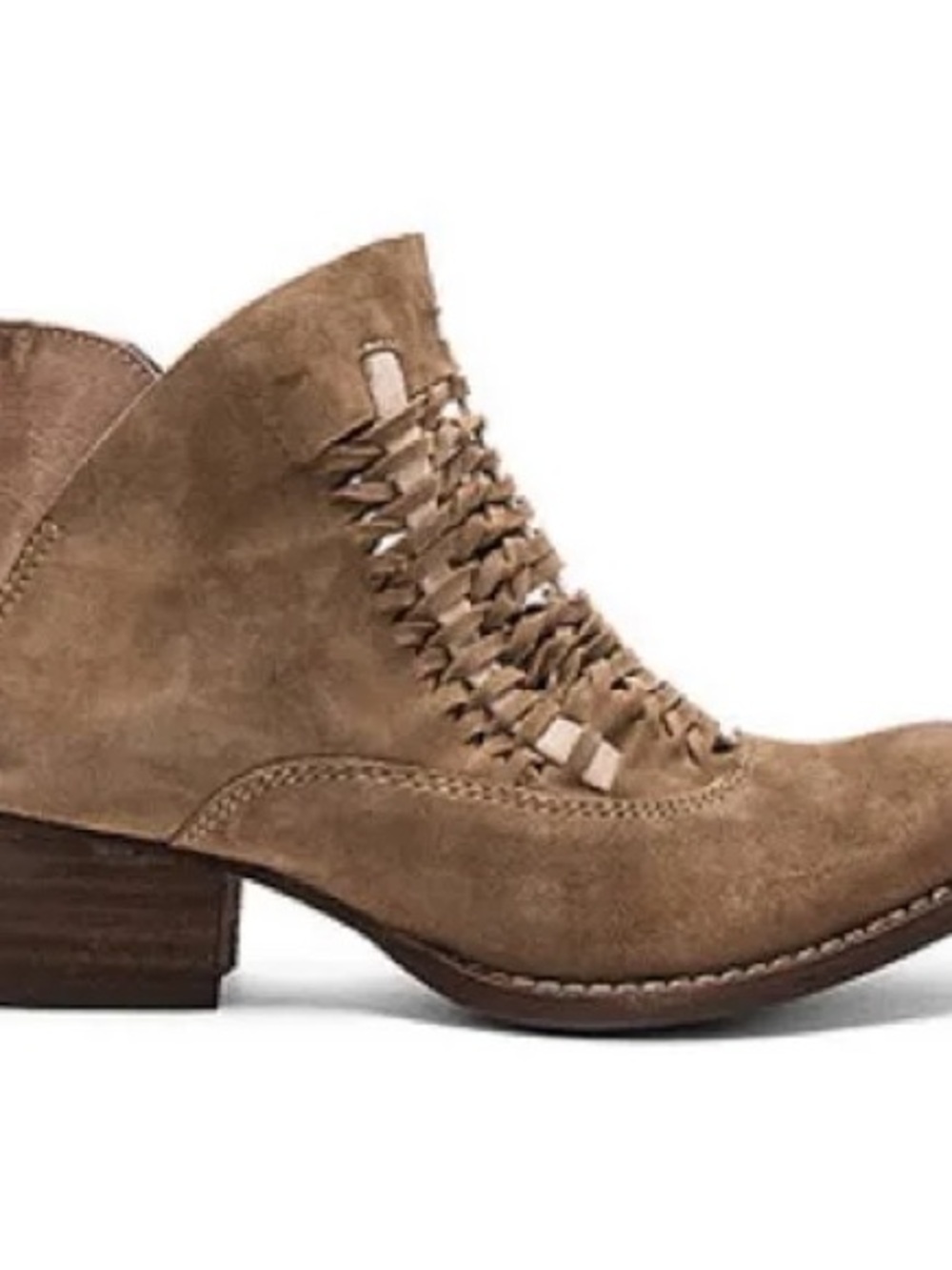 rebels Tan Suede Woven Ankle Bootie